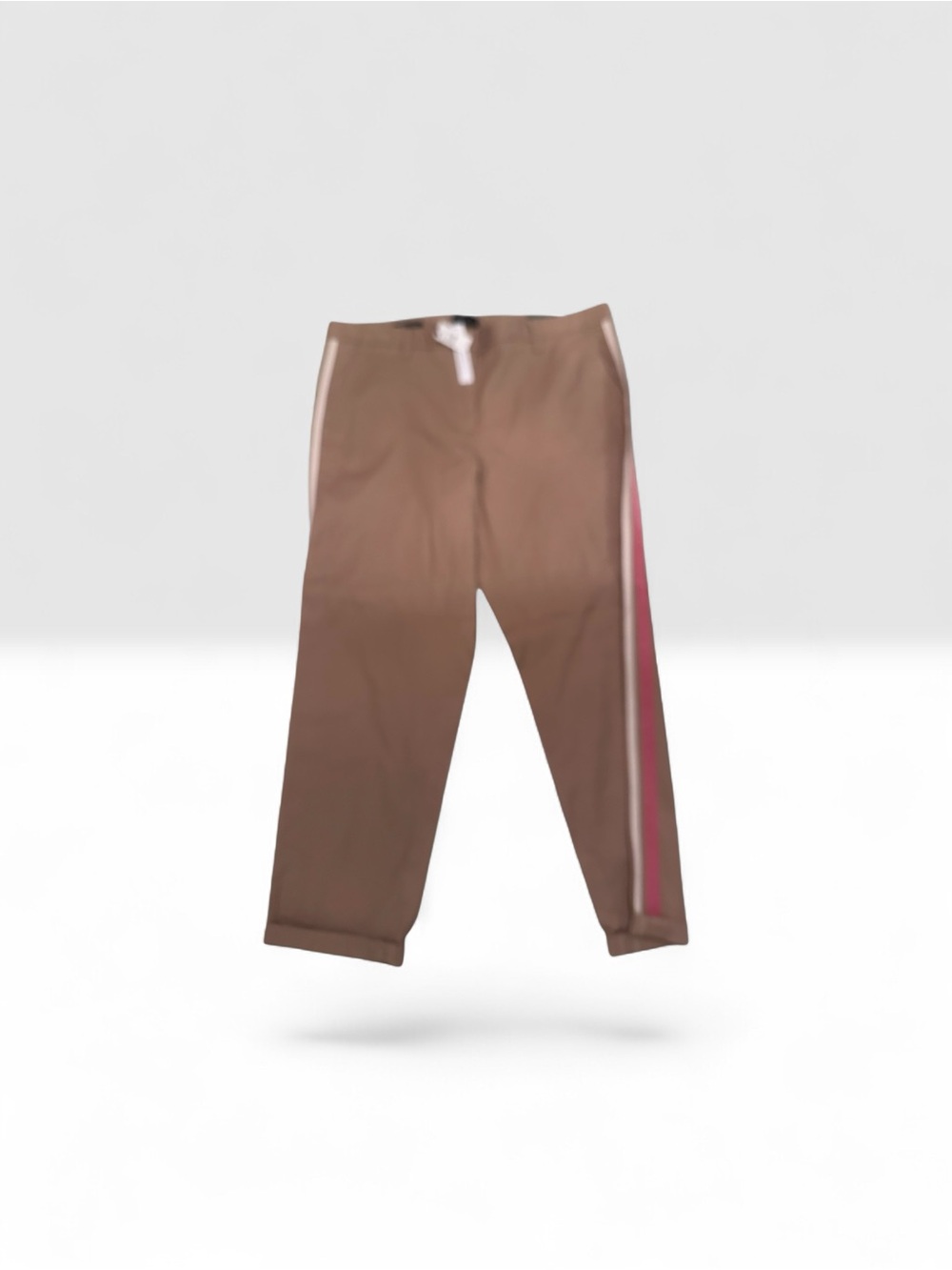 Talbots Brown Cropped Pants with Pink Stripe